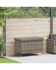 Boîte de rangement de jardin et roues gris résine tressée | Mobilier & Déco