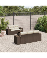 Salon de jardin avec coussins 6 pcs marron résine tressée | Mobilier & Déco