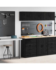 Armoires de garage 2 pcs noir bois d'ingénierie | Mobilier & Déco