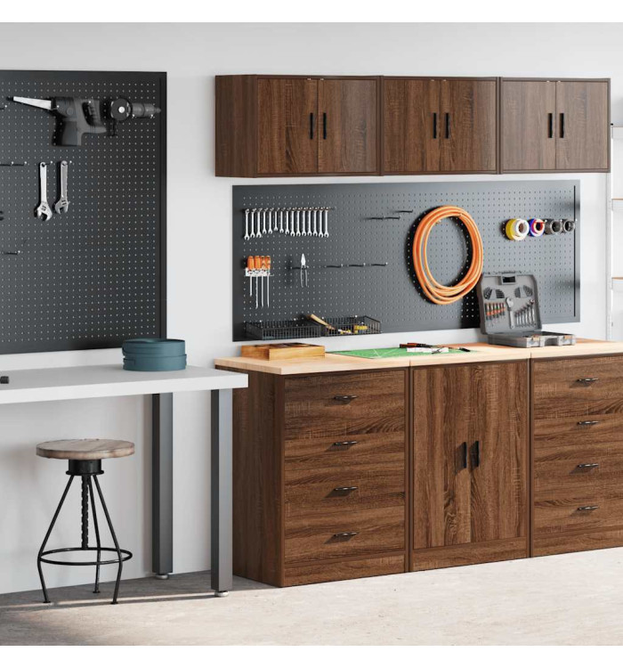 Armoires de garage 2 pcs chêne marron bois d'ingénierie | Mobilier & Déco
