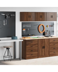 Armoires de garage 2 pcs chêne marron bois d'ingénierie | Mobilier & Déco