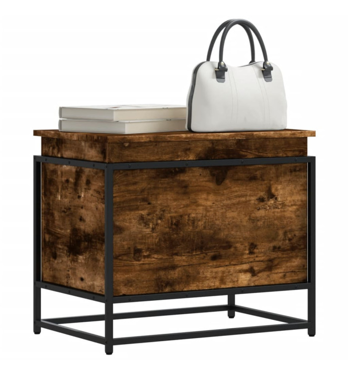 Boîte de rangement avec couvercle chêne fumé bois d'ingénierie | Mobilier & Déco
