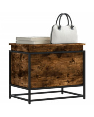 Boîte de rangement avec couvercle chêne fumé bois d'ingénierie | Mobilier & Déco