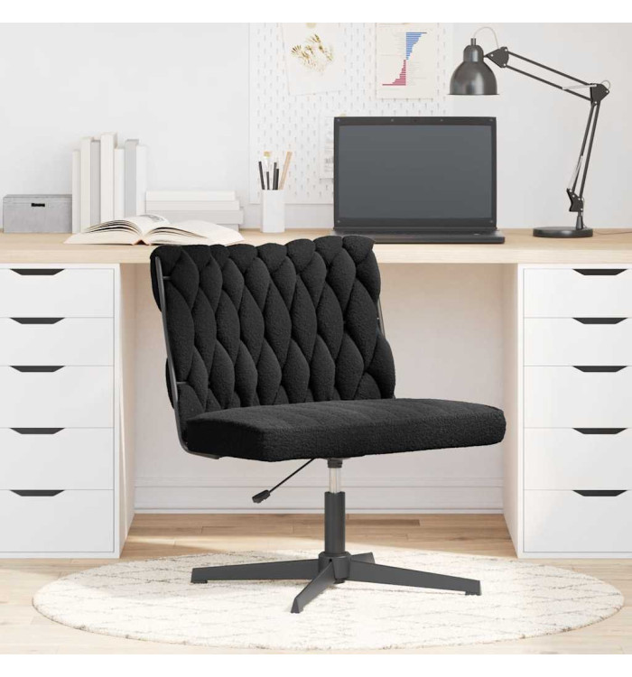 Chaise pivotante de bureau noir bouclé comme de la laine tissu | Mobilier & Déco