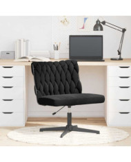 Chaise pivotante de bureau noir bouclé comme de la laine tissu | Mobilier & Déco