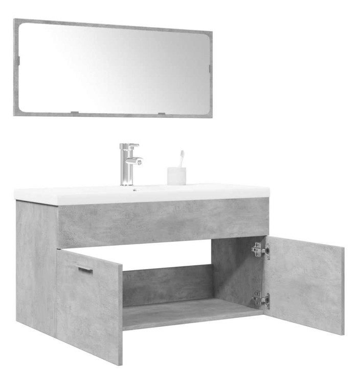 Ensemble de meubles de salle de bain 3 pcs gris béton | Mobilier & Déco