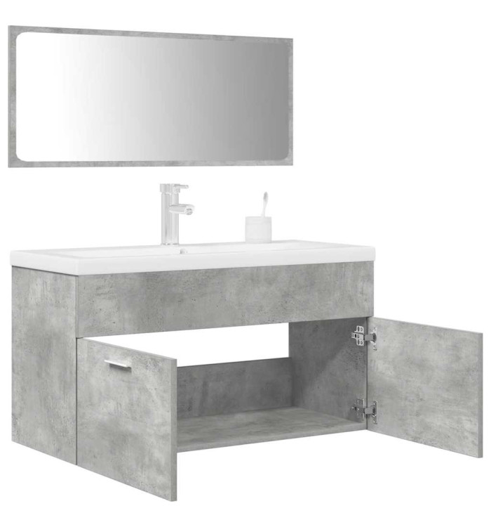 Ensemble de meubles de salle de bain 3 pcs gris béton | Mobilier & Déco
