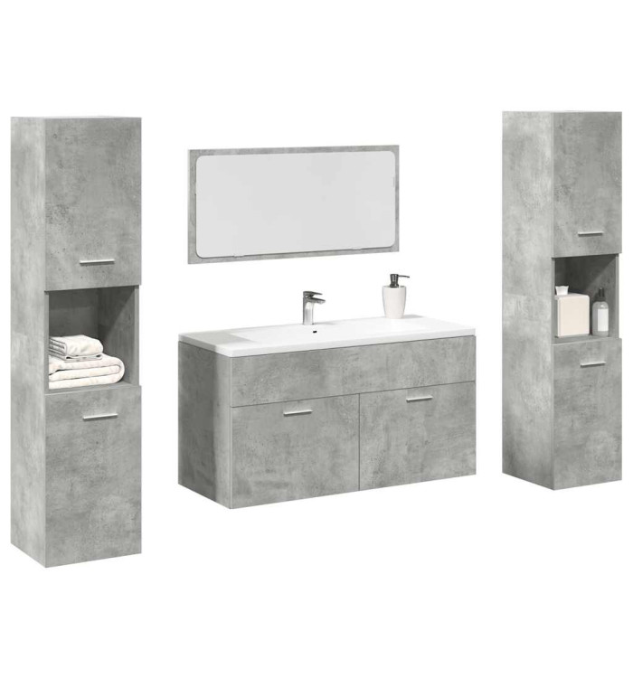 Ensemble de meubles de salle de bain 4 pcs gris béton | Mobilier & Déco