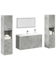 Ensemble de meubles de salle de bain 4 pcs gris béton | Mobilier & Déco