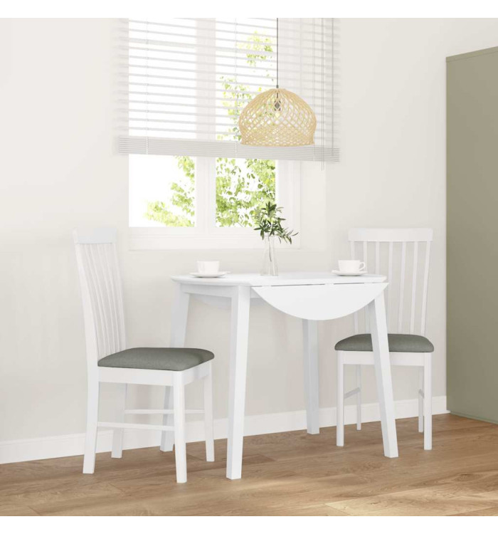 Chaises à manger coussins 2 pcs blanc bois massif caoutchouc | Mobilier & Déco