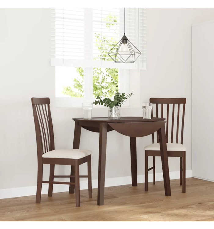 Chaises à manger coussins 2 pcs marron bois massif caoutchouc | Mobilier & Déco