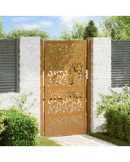 Porte de jardin acier résistant aux intempéries design feuilles | Mobilier & Déco
