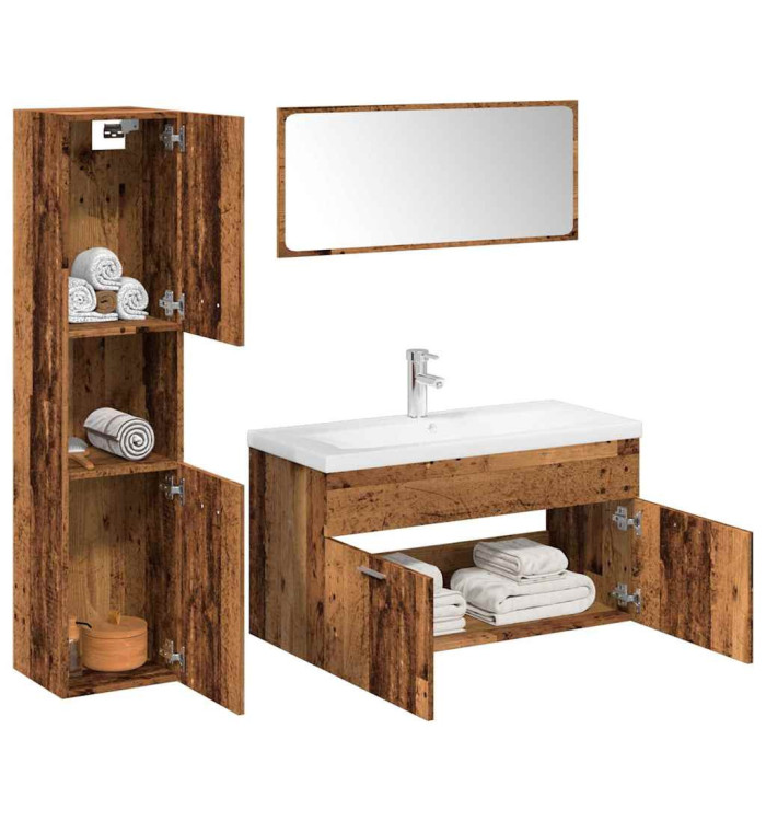 Ensemble de meubles salle de bain 5 pcs bois d'ingénierie | Mobilier & Déco