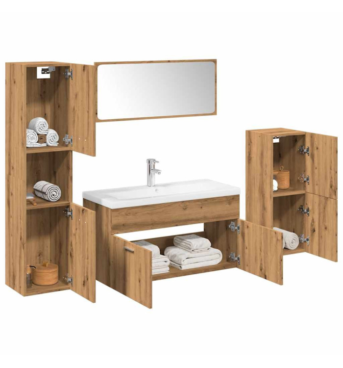 Ensemble de meubles salle de bain 5 pcs bois d'ingénierie | Mobilier & Déco