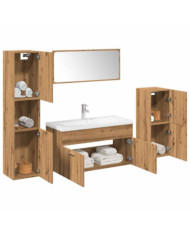 Ensemble de meubles salle de bain 5 pcs bois d'ingénierie | Mobilier & Déco