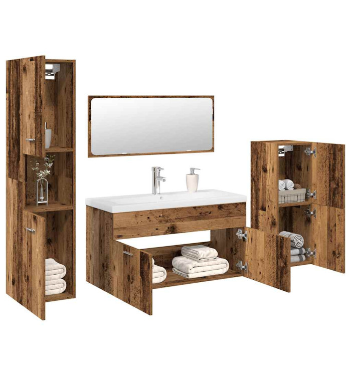 Ensemble de meubles salle de bain 5 pcs bois d'ingénierie | Mobilier & Déco