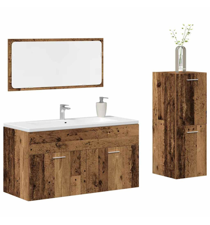 Ensemble de meubles salle de bain 3 pcs bois d'ingénierie | Mobilier & Déco
