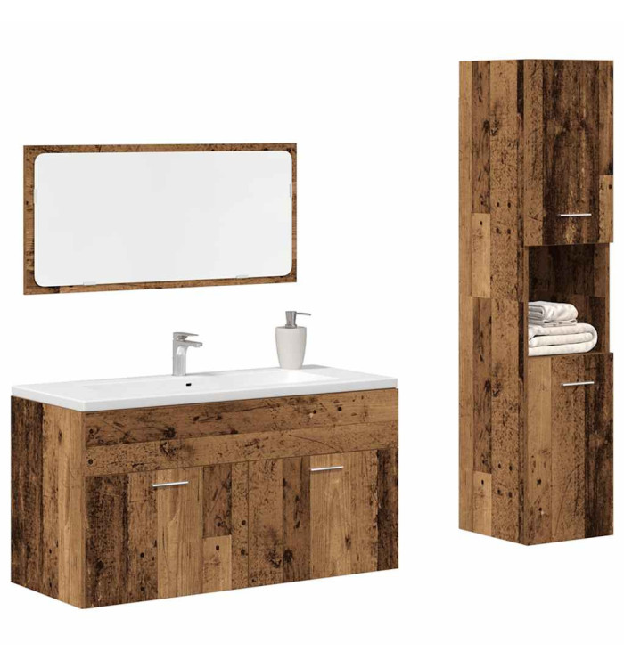 Ensemble de meubles salle de bain 3 pcs bois d'ingénierie | Mobilier & Déco