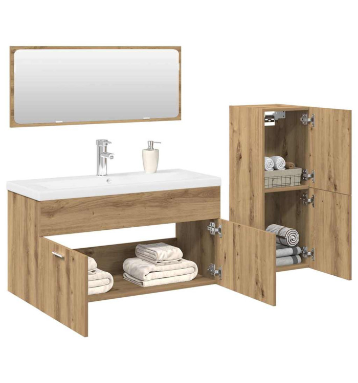 Ensemble de meubles salle de bain 4 pcs bois d'ingénierie | Mobilier & Déco