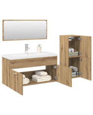 Ensemble de meubles salle de bain 4 pcs bois d'ingénierie | Mobilier & Déco