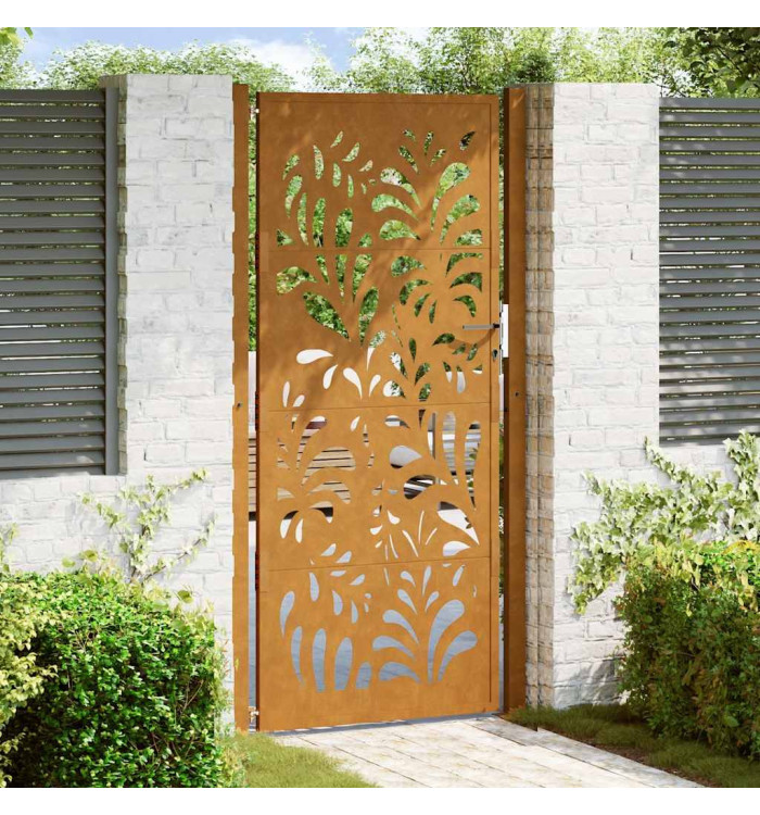 Porte de jardin acier résistant aux intempéries design vagues | Mobilier & Déco