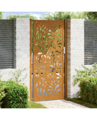 Porte de jardin acier résistant aux intempéries design vagues | Mobilier & Déco