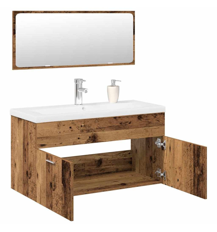 Ensemble de meubles salle de bain 3 pcs bois d'ingénierie | Mobilier & Déco