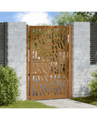 Porte de jardin acier résistant aux intempéries design tracés | Mobilier & Déco
