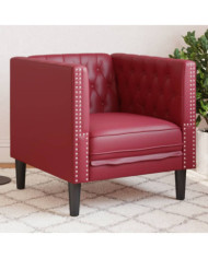 Fauteuil Chesterfield rouge bordeaux similicuir | Mobilier & Déco
