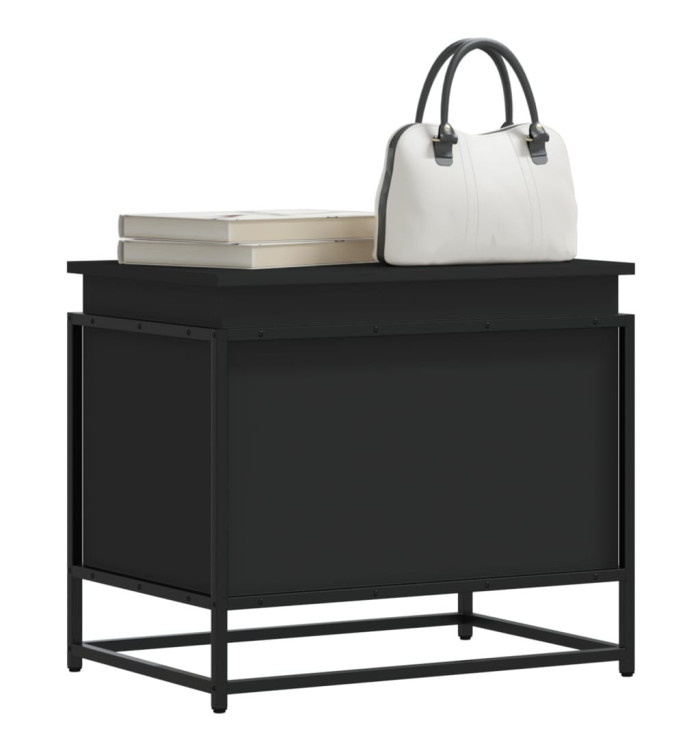 Boîte de rangement avec couvercle noir bois d'ingénierie | Mobilier & Déco