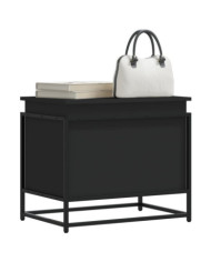 Boîte de rangement avec couvercle noir bois d'ingénierie | Mobilier & Déco
