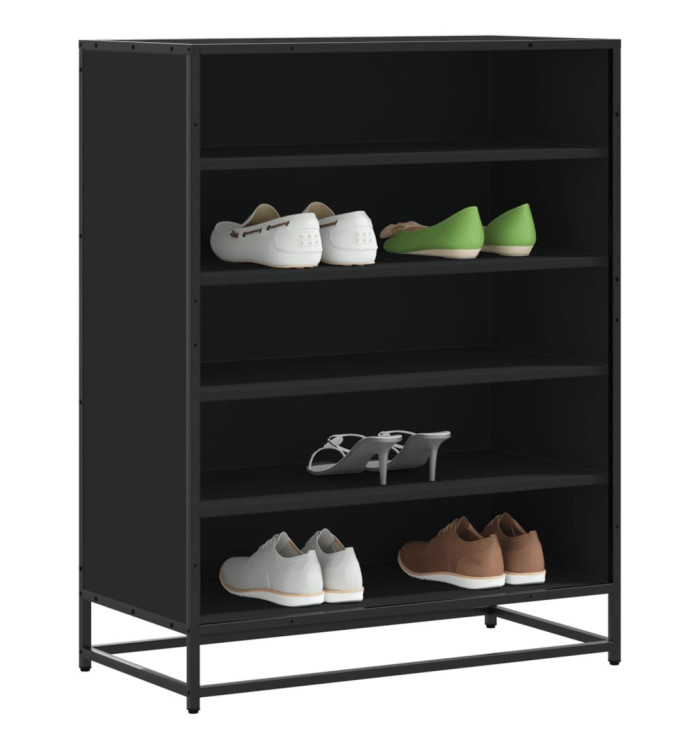 Meuble à chaussures noir 75x38x97,5 cm bois d'ingénierie métal | Mobilier & Déco