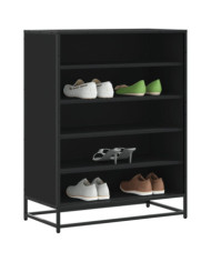 Meuble à chaussures noir 75x38x97,5 cm bois d'ingénierie métal | Mobilier & Déco