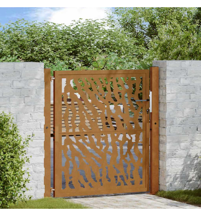Porte jardin acier résistant aux intempéries conception tracés | Mobilier & Déco