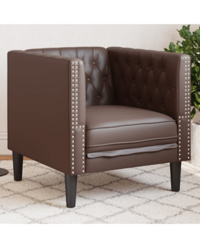 Fauteuil Chesterfield marron similicuir | Mobilier & Déco