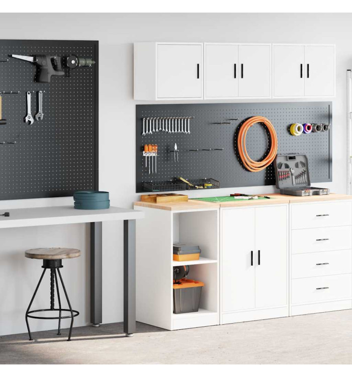 Armoires de garage 2 pcs blanc bois d'ingénierie | Mobilier & Déco