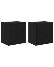 Armoires murales de garage 2 pcs noir bois d'ingénierie | Mobilier & Déco