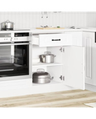 Armoire de cuisine Kalmar blanc bois d'ingénierie | Mobilier & Déco