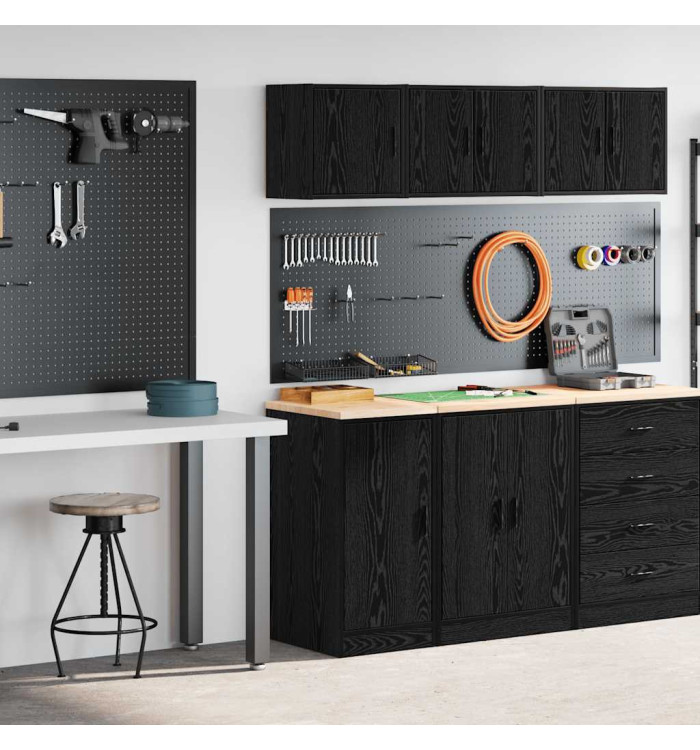 Armoires de garage 2 pcs noir bois d'ingénierie | Mobilier & Déco