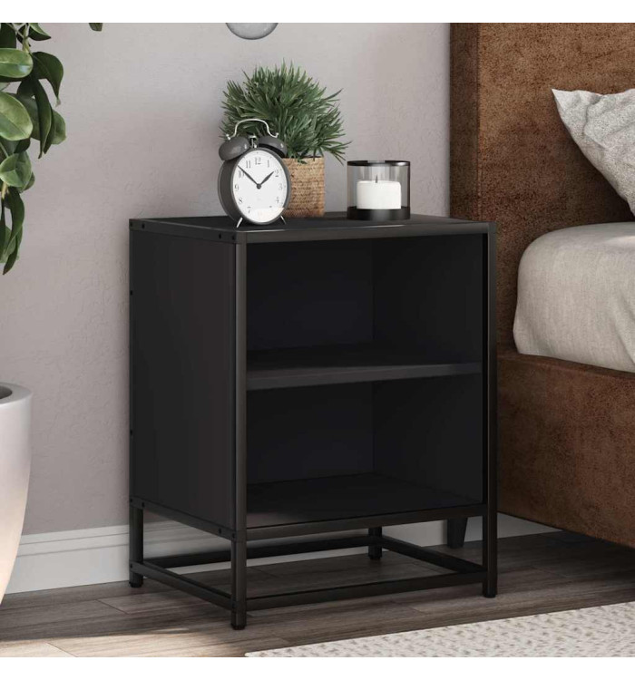 Tables de chevet 2 pcs noir 40x31x50 cm bois d'ingénierie métal | Mobilier & Déco