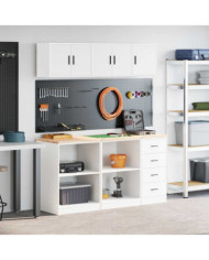 Armoires de garage 6 pcs blanc bois d'ingénierie | Mobilier & Déco