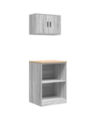 Armoires de garage 2 pcs sonoma gris bois d'ingénierie | Mobilier & Déco