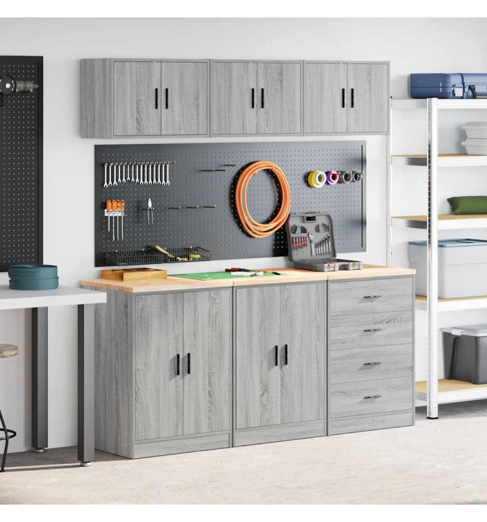 Armoires de garage 6 pcs sonoma gris bois d'ingénierie | Mobilier & Déco