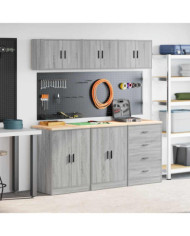 Armoires de garage 6 pcs sonoma gris bois d'ingénierie | Mobilier & Déco