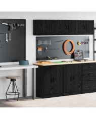 Armoires de garage 2 pcs noir bois d'ingénierie | Mobilier & Déco