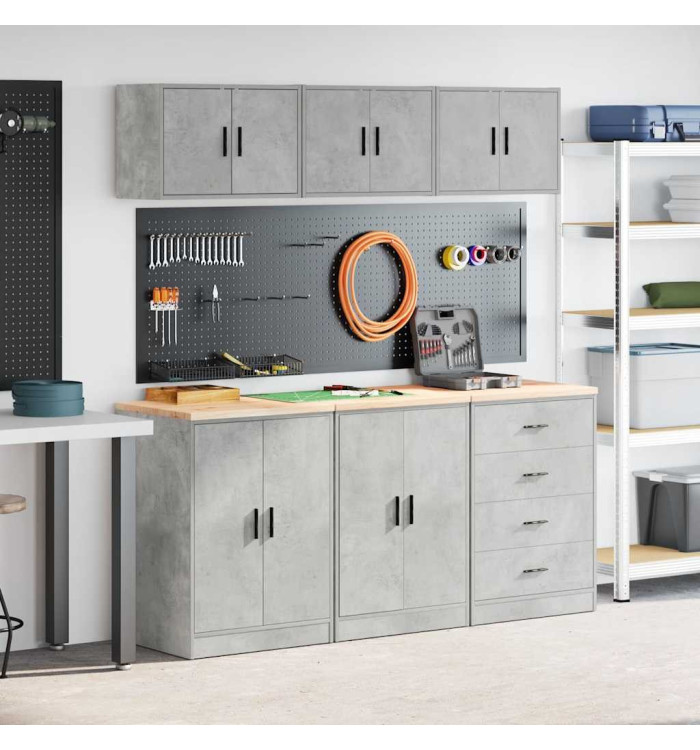 Armoires de garage 6 pcs gris béton bois d'ingénierie | Mobilier & Déco