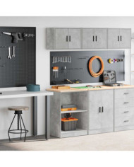 Armoires de garage 2 pcs gris béton bois d'ingénierie | Mobilier & Déco