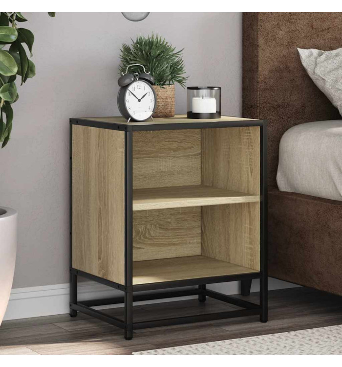 Tables de chevet 2 pcs chêne sonoma bois d'ingénierie et métal | Mobilier & Déco