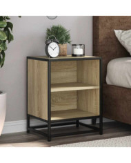 Tables de chevet 2 pcs chêne sonoma bois d'ingénierie et métal | Mobilier & Déco