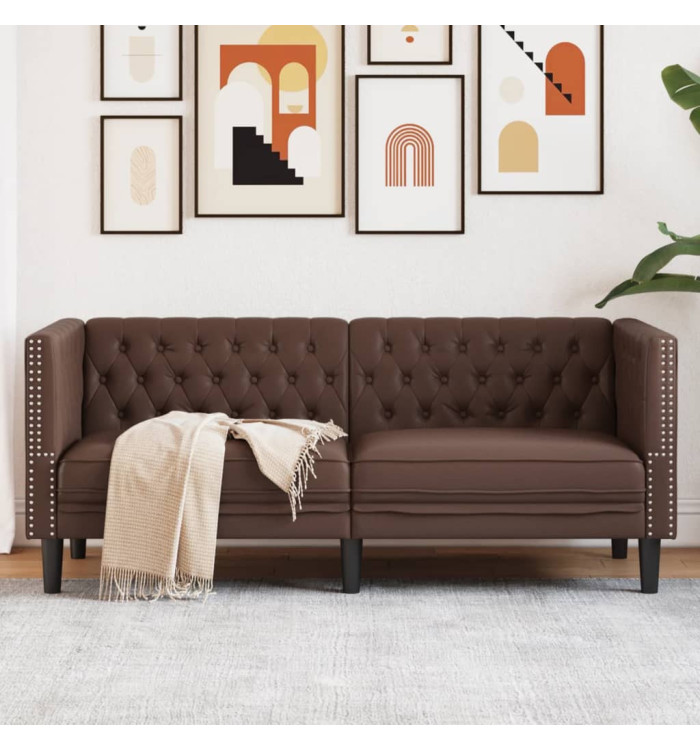 Canapé à 2 places Chesterfield marron similicuir | Mobilier & Déco